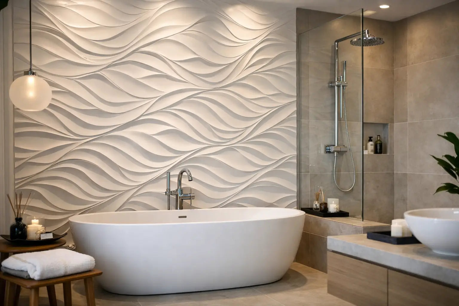 Panneaux muraux 3D pour salle de bain élégants