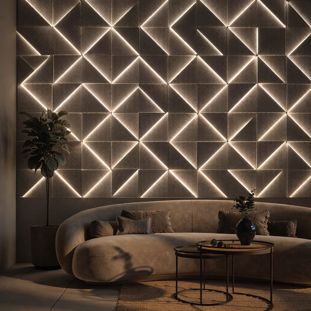 Panneau mural LED ambiance salon