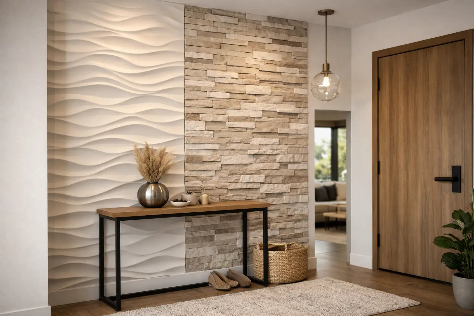 Mur décoratif moderne entrée maison