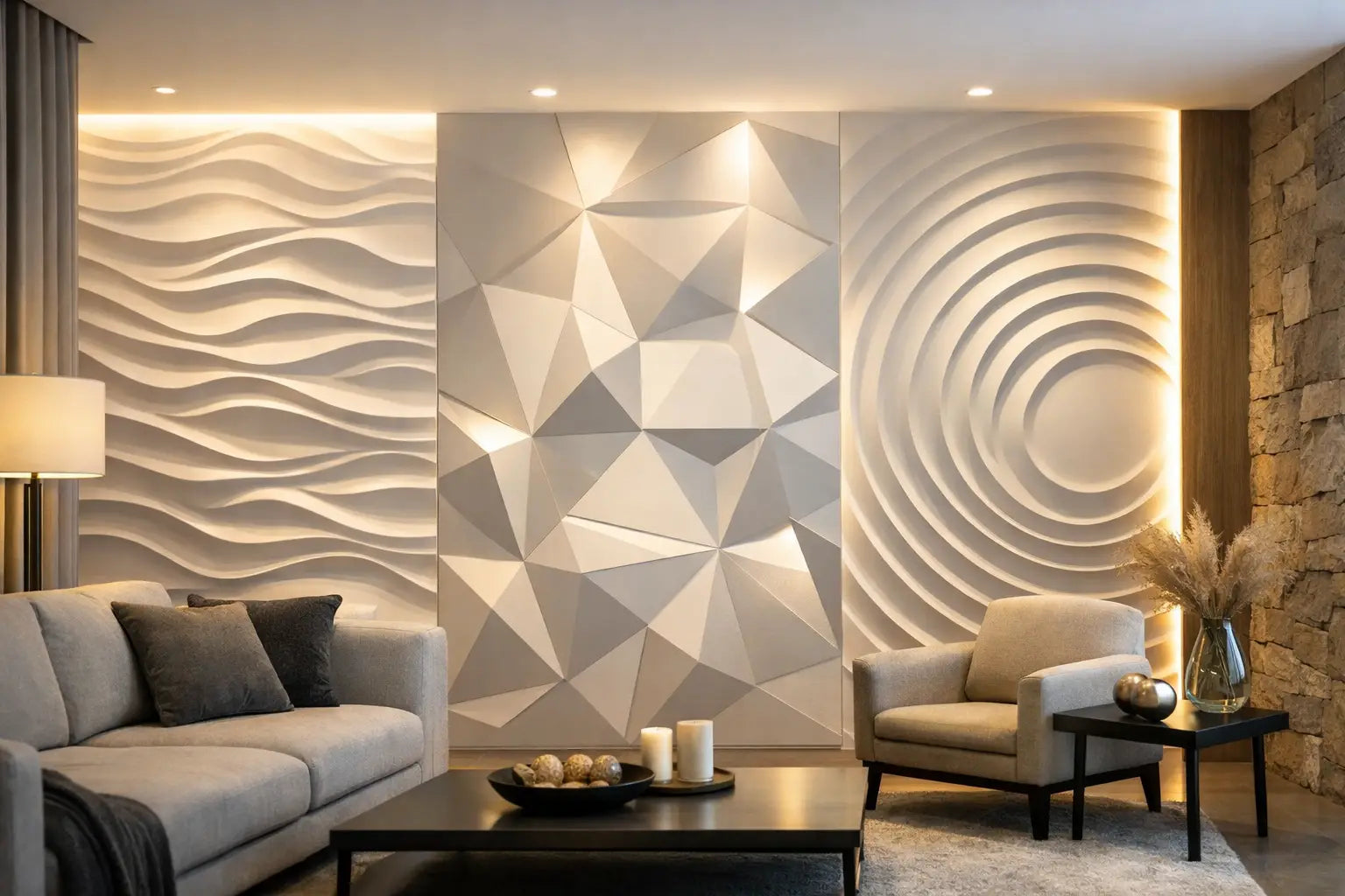 Mur décoratif LED - style, relief et ambiance