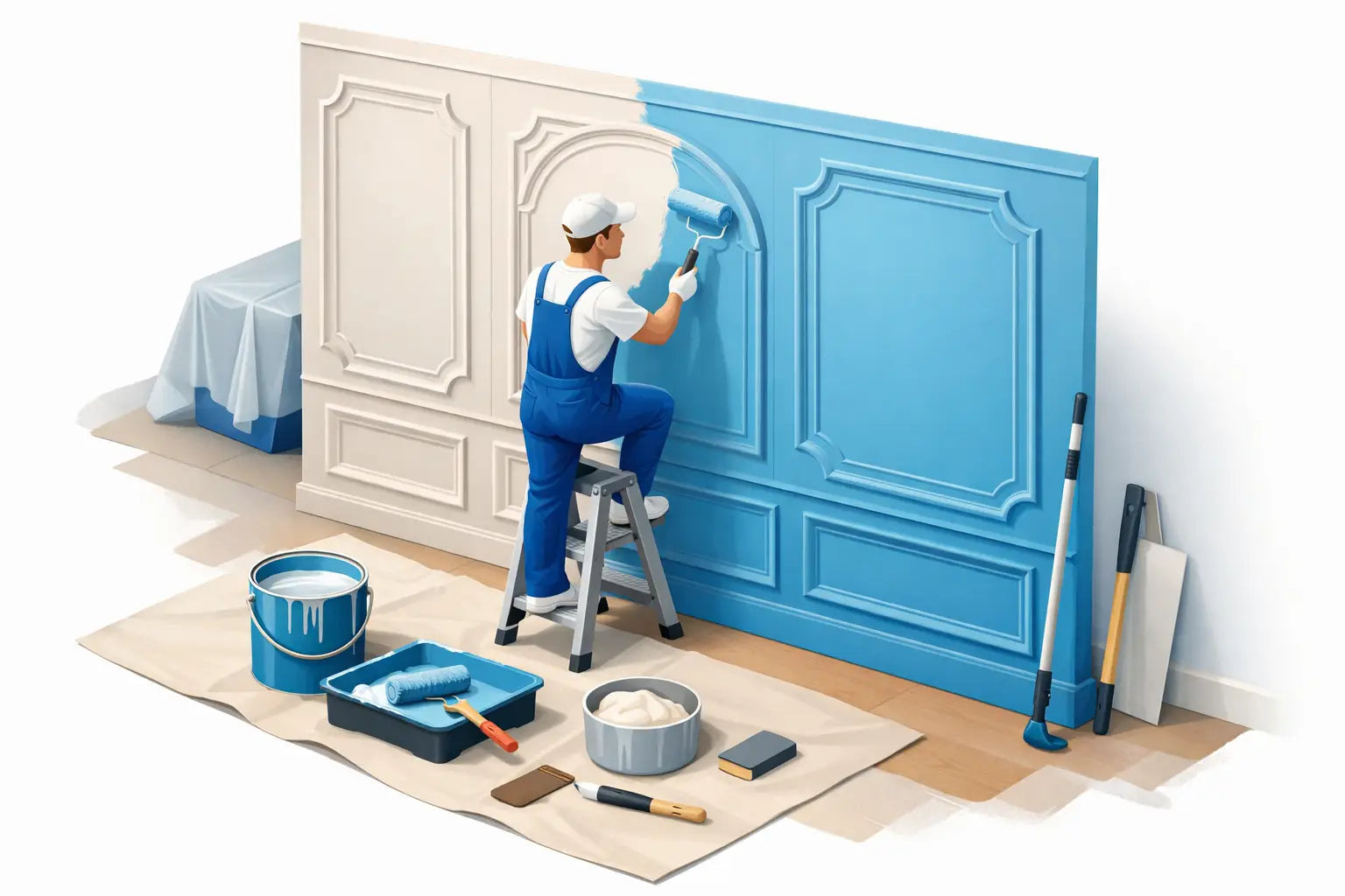 Peindre des panneaux muraux en plâtre