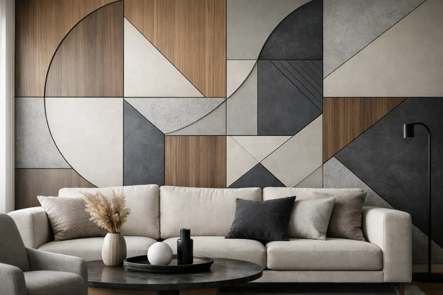 Panneau mural géométrique pour salon moderne